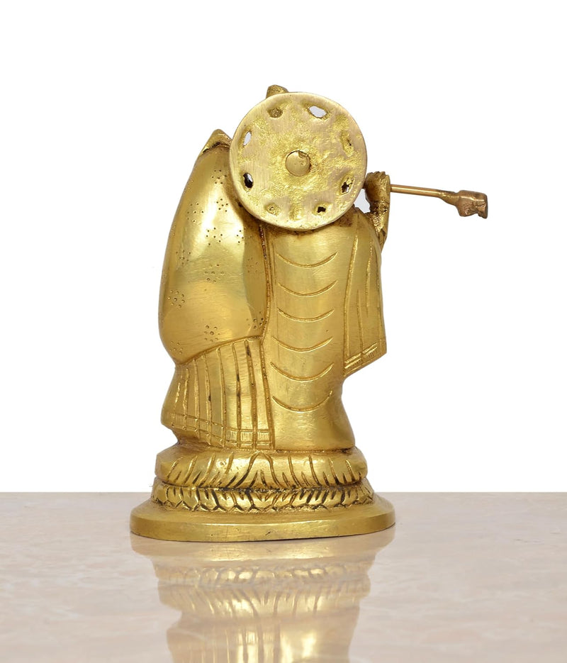 Brass Radha Krishna Idol Statue for Home Decor and Pooja Mandir Temple Office Decor (Height 5.5 Inch)