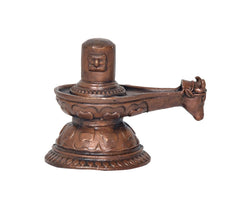 Copper Shivling sculpture with raised base and cow-spout detail