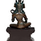 Brass Maa Goddess Saraswati Seated on Wooden PedestalI dol for Home Decor and Pooja (Height 14 Inch)