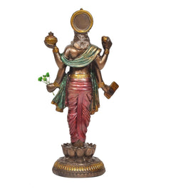 Resin Dhanvantari Statue | Lord Dhanvantari Idol for Pooja Room & Home Temple (Height: 8 Inches)