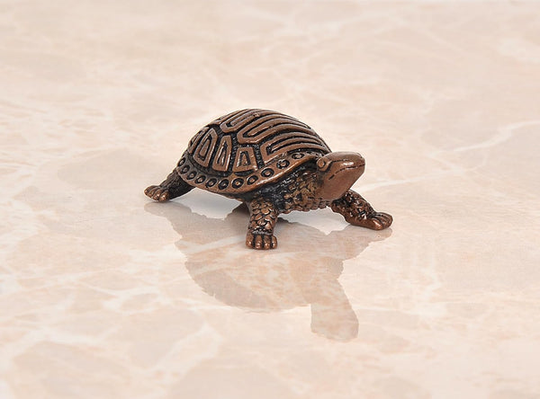 Copper Handcrafted Tortoise Figurine Kachua Unique Home Decor Vastu Accent (Height: 1 inch) Study Setting