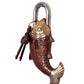 Brass Fish Lock - Antique Style Decorative Padlock with Key Showpiece for Home and Decor (Height 7 Inch)