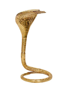 Copper naag for shivling pooja stand, textured snake scales with curled base ring.