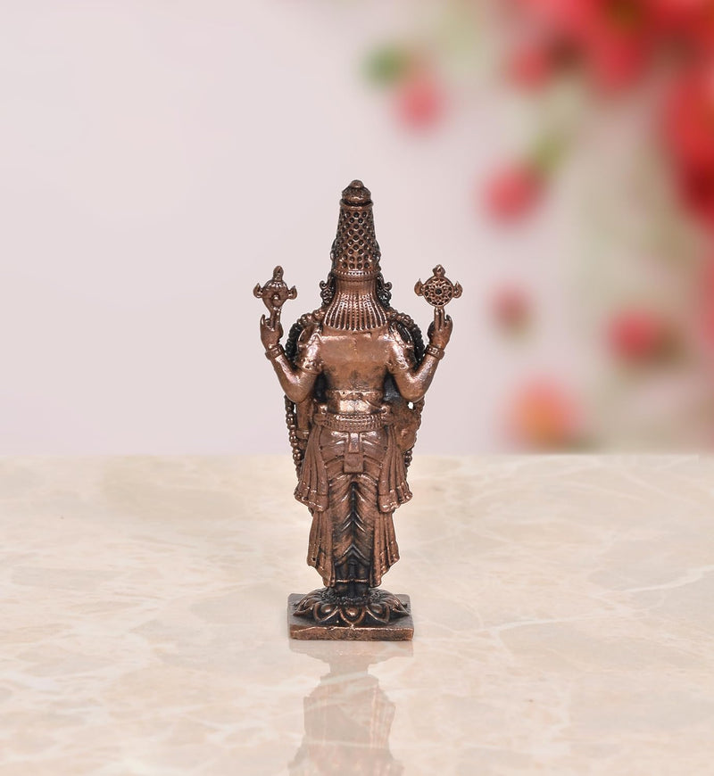 Copper Tirupati Bala ji Statue for Home, Mandir Pooja Decor Idol Color-Copper (Height: 3.5 Inch)