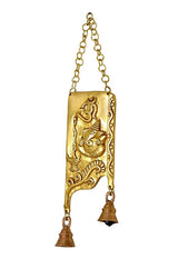Ganesh puja wall hanging bell panel with chain and two hanging bronze bells