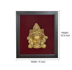 Brass Maa Durga face idol wall hanging, 12.5 in height, 11 in width