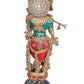 Brass Krishna Statue Murti Idol On Base Playing Flute for Home Decor Showpiece | Height : 25 inches