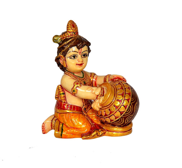 Resin Laddu Gopal Makhan Chor Idol (Height 4 Inch) Entryway Setting