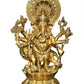 Brass Eight-Armed Lambodara-Brass Idol Lambodara- Ganesha-11 Inch