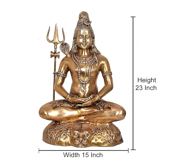 Lord Shiva Seated Pose Idol Murti Statue - Brass Height 23 inch