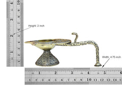 Brass aarti diya measurement: height 2 in, width 4.75 in, textured base