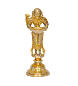 AONA Deeplakshmi with parrot idol statue, golden brass finish, standing on pedestal