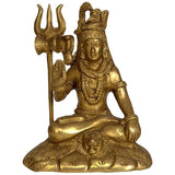 Brass Shiva idol statue seated with trident, 5.8 inch