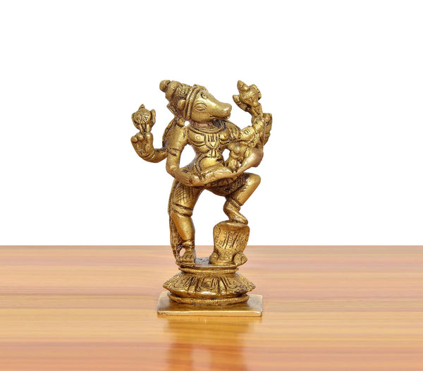 Brass Varaga Lakshmi Statue | Avatar of Bhagawan Vishnu (Height 4 Inch) Study Setting