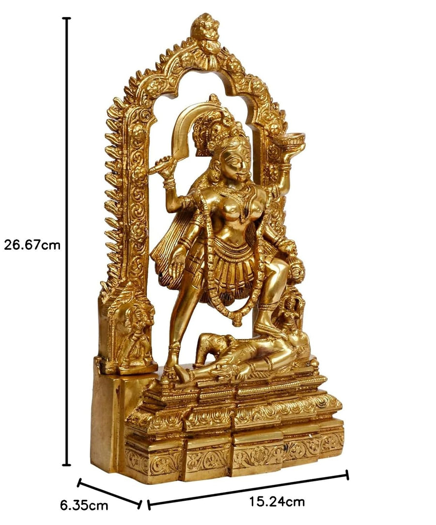 Brass Goddess Kali Idol (Kaali Maa / Kalka Maa) – Sacred Statue for Home Temple, Navratri & Festive Pooja | Ideal Spiritual Gift (Height:10.5 Inches) Craft Detail