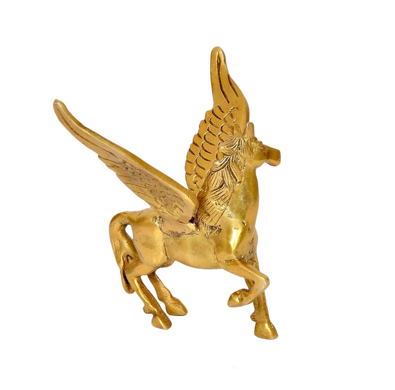 Brass Flying Horse Statue Feng Shui Showpiece (Height: 4 Inch) Golden