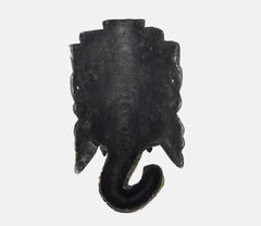 Metall-Ganesha-Wandbehang-Maske, Rückseite in Dunkelgrau/Schwarz, strukturiert mit Elefantenkopf-Form