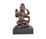 3-inch copper Mahakaali Mata idol, angled view with folded legs on base
