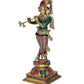 Brass Lord Krishna Idol Figurine Sculpture Statue Murti, Height : 15 inch