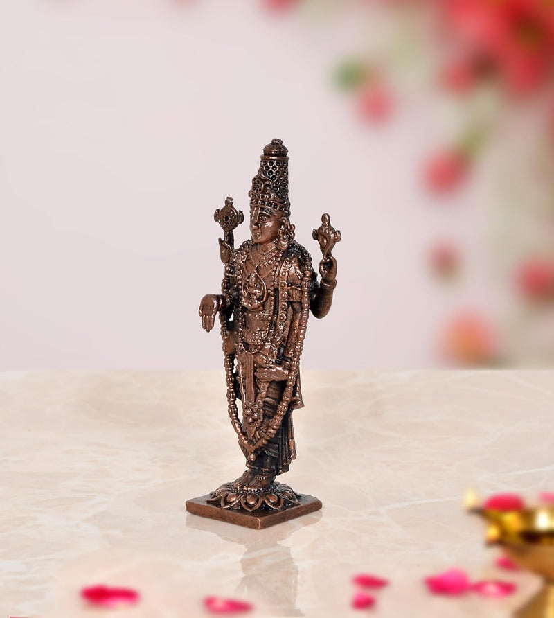 Copper Tirupati Bala ji Statue for Home, Mandir Pooja Decor Idol Color-Copper (Height: 3.5 Inch)
