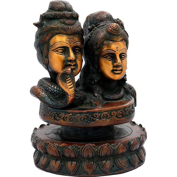 Brass Shiva Parwati Linga, Height: 6.5 Inch Entryway Setting
