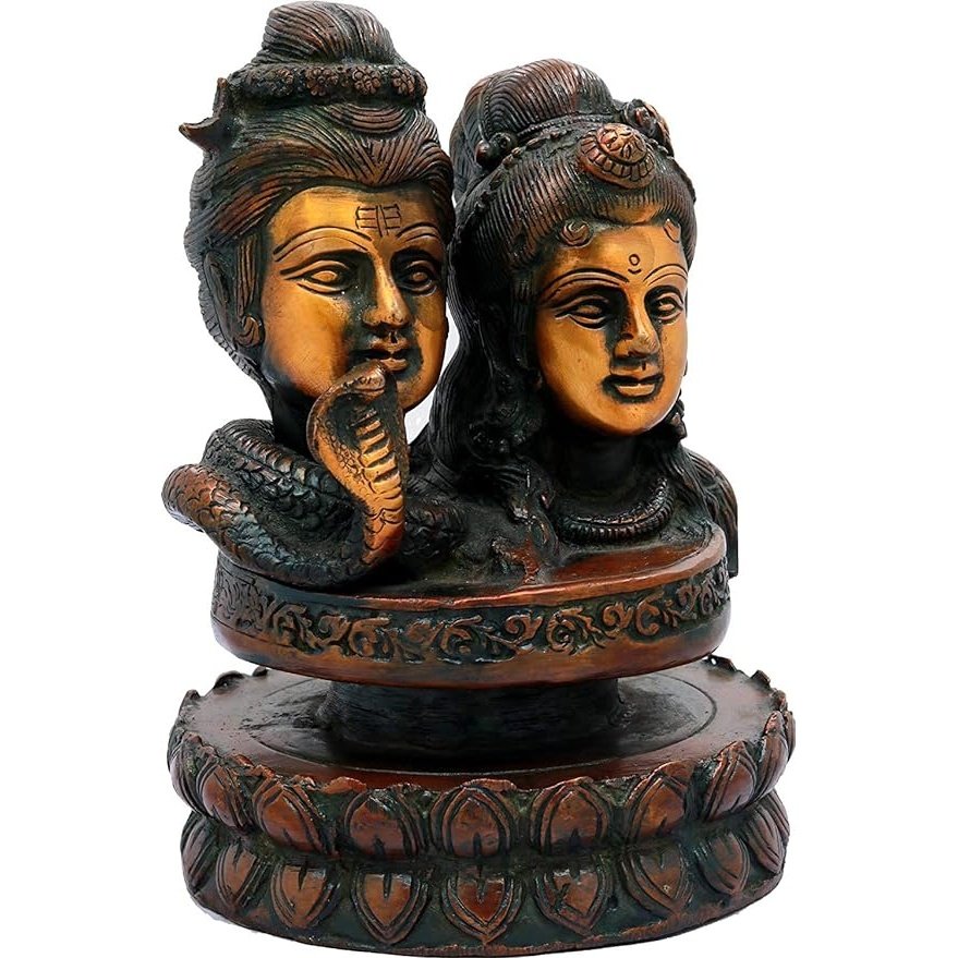 Brass Shiva Parwati Linga, Height: 6.5 Inch Craft Detail