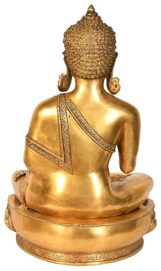 Brass Lord Buddha abhaya mudra Statue (Height: 18 inches) Entryway Setting