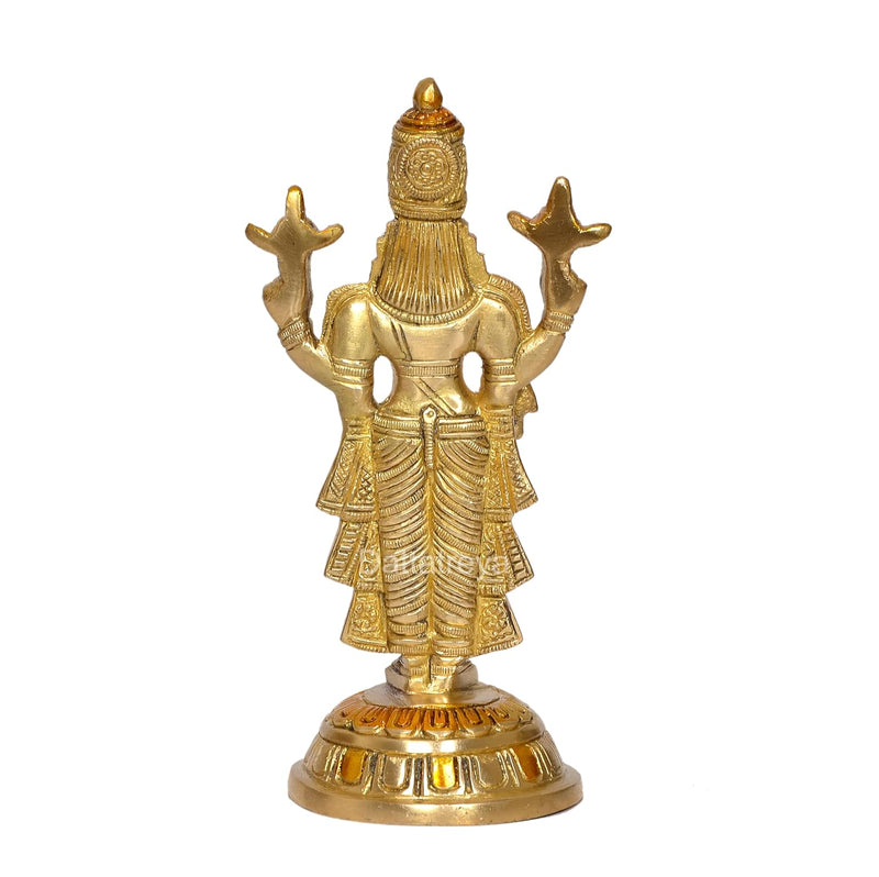 Brass Lord Tirupati Bala Ji Idol Statue Home Temple Office Figurine Showpiece Multicolour (Height 7.5 Inch)