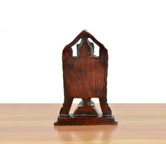 Brass Tirupati Balaji idol back view, arched detailing on the pedestal base