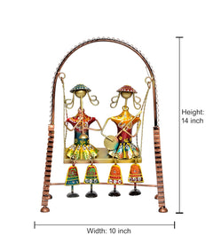 AONA jhula showpiece size view: height 14 in, width 10 in, two multicolour musicians