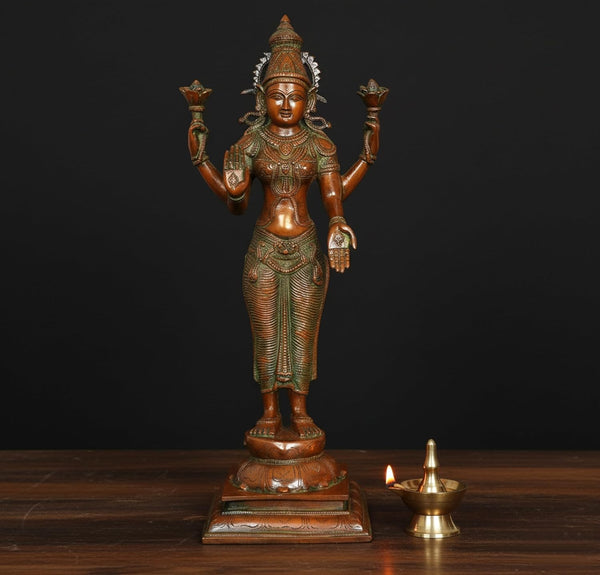 Brass Lakshmi Maa Standing Murti (Height: 22 Inches)