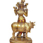 Resin Lord Krishna with Cow Idol Statue | Home Decor | Multicolour | Height 11 Inches