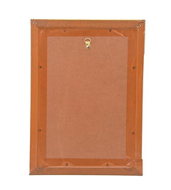Back of framed Shiv Parivar foil poster with hanging hook, plain backing board