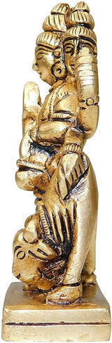 Dattatreya brass idol side/back view, richly carved crown and jewelry