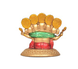 Panchmukhi Ganesha resin idol, back view, green shawl, five circular faces