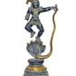 Brass Krishna Bhagwan Murti Dancing on Kaliya Naag Religious Statue for Home Temple Pooja Mandir Office Decor (Height 18.5 Inch)