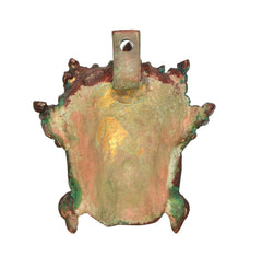 Brass wall hanging mask back with hanging loop hole, distressed multicolor finish