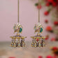 Brass Hanging Peacock 9 Nine Diya with 9 Nine Bells Deepak deepam Oil Diya for Diwali Pooja (Pair)