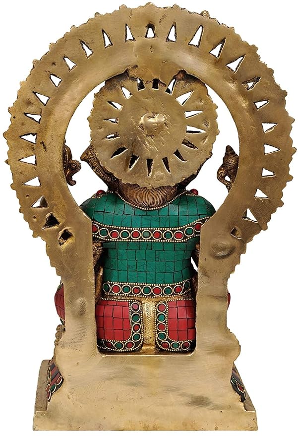 Brass Lord Ganesha On Throne idol (Height: 14")