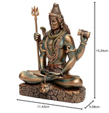 Lord Shiva resin figurine in dhyana mudra, 15.24 cm height; trident and raised right arm