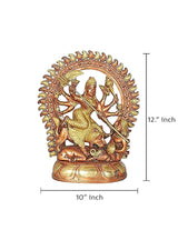 Brass Durga idol with multi-arms; 12 in tall, 10 in wide