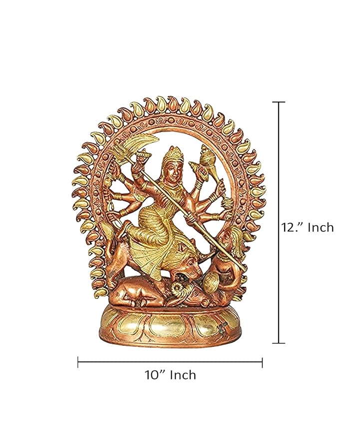 Brass Mahisasuram Mardini Goddess Durga Height 12 Inches