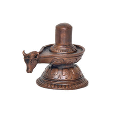 Copper Shivling sculpture side view with spout and textured base