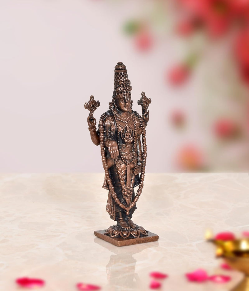 Copper Tirupati Bala ji Statue for Home, Mandir Pooja Decor Idol Color-Copper (Height: 3.5 Inch)