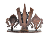 Copper Tirupati Bala Ji statue, back view with emblem plates on base