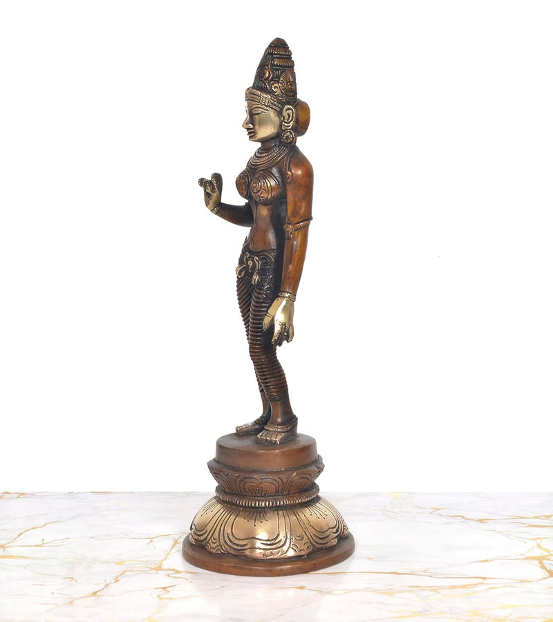 Brass Devi Uma Parvati Statue (Height: 13 inch)