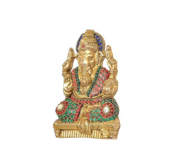 Brass Ganesha Wall Hanging (Height:7 Inch) Study Setting