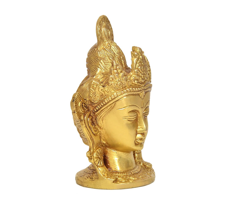 Brass Sitting Tara Devi Head Tibetan Buddhist Deity (Height 5.5 Inch)