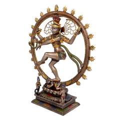 10-inch Resin Natraj dancing Shiva murti, full figure on detailed base