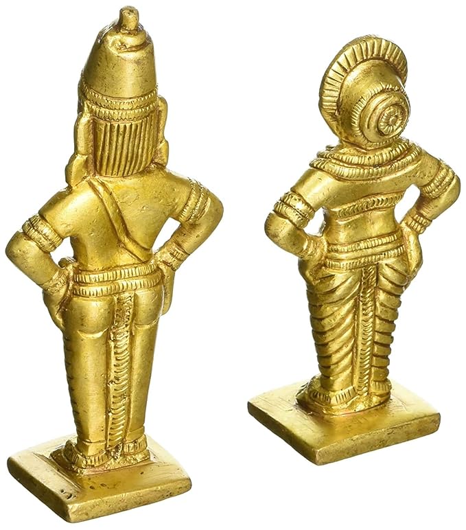 Lord Vitthal Rukmini Idols Brass Statue for Home, Best for Gift (5.25 Inch, Gold) Craft Detail
